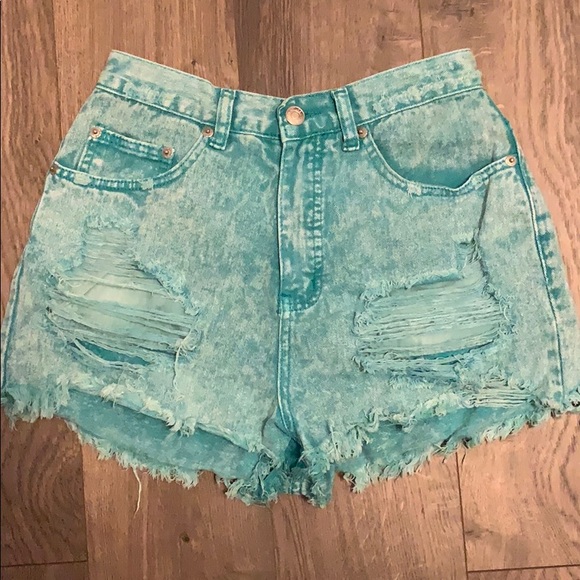 Dolls Kill Pants - Teal shorts